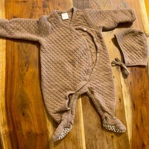 Quilted jumpsuit + pilot cap from Hanna Andersson